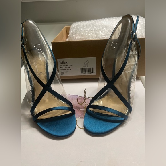 Jessica Simpson Teal lagoon satin sandals - Picture 2 of 4